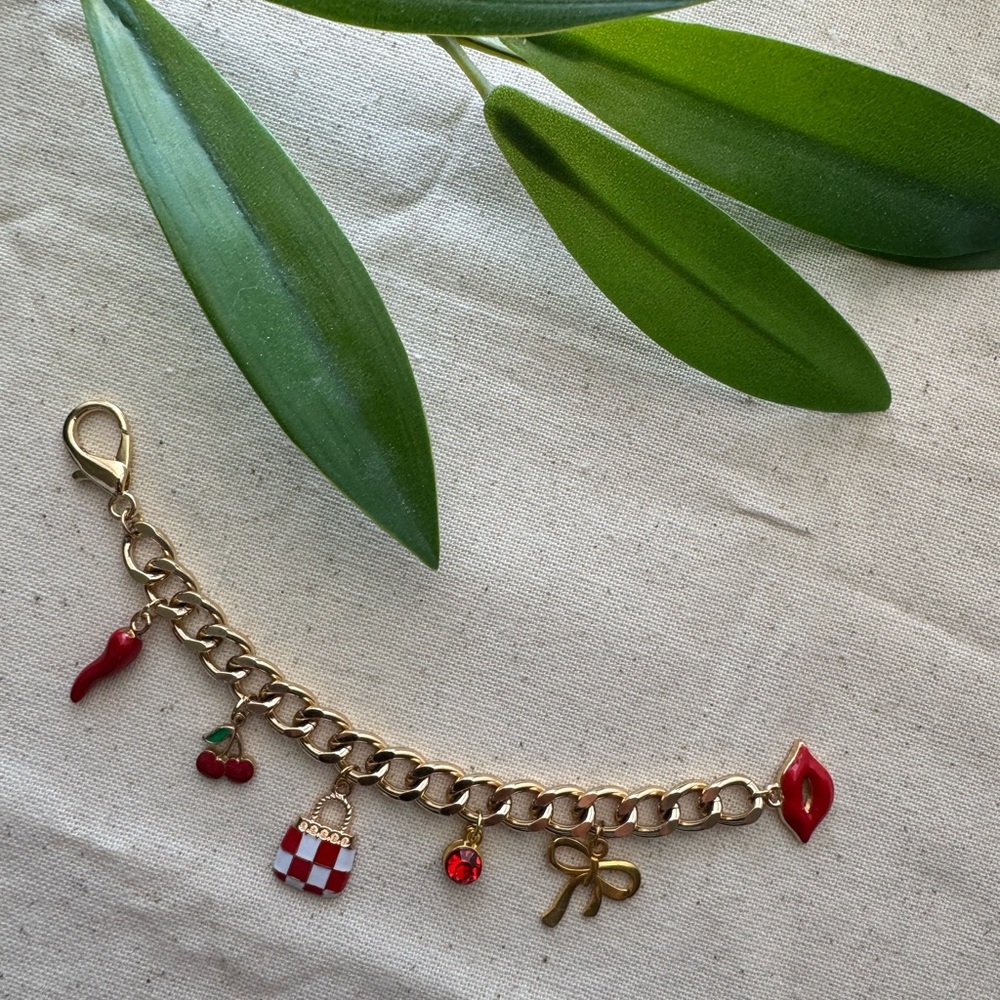 Handmade Gold Tone Purse Charm 🍒💋
